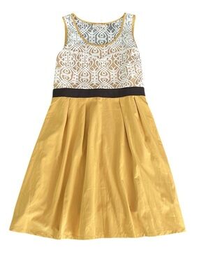 A’reve NWT women’s Yellow, Black & White Lace Bodice dress